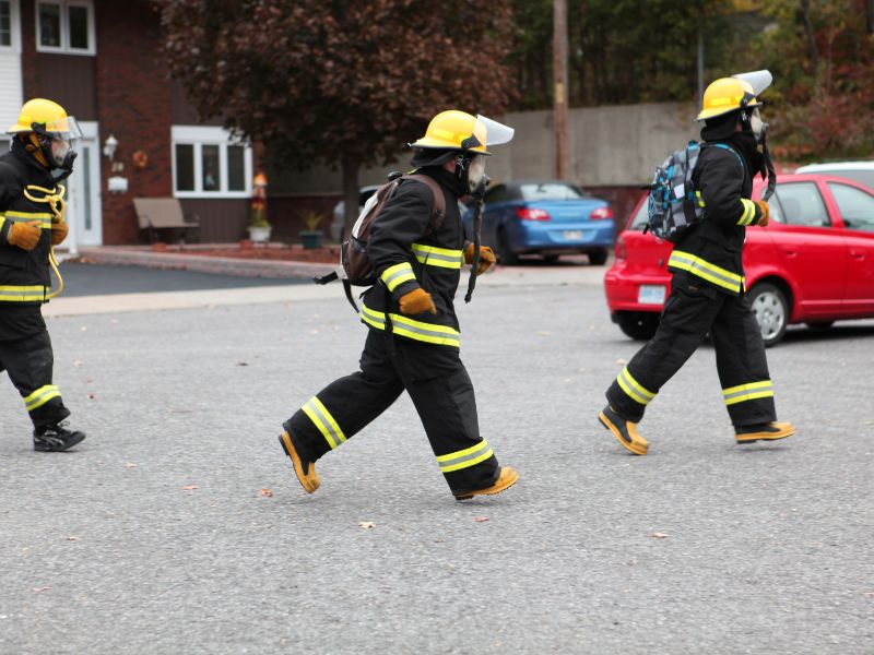 firefighters training at a fire academy