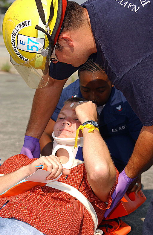 firefighter during a mass casualty drill