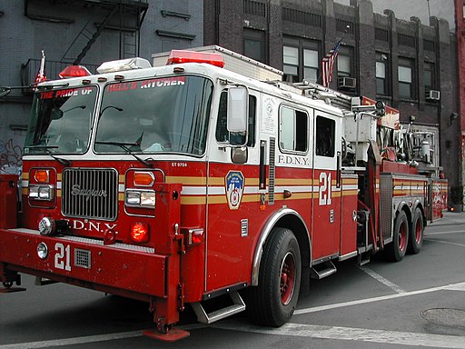 FDNY New York's Bravest fire truck, red fire engine
