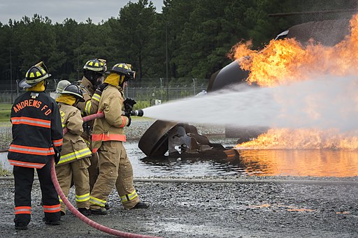 firefighter cadets test hose lines