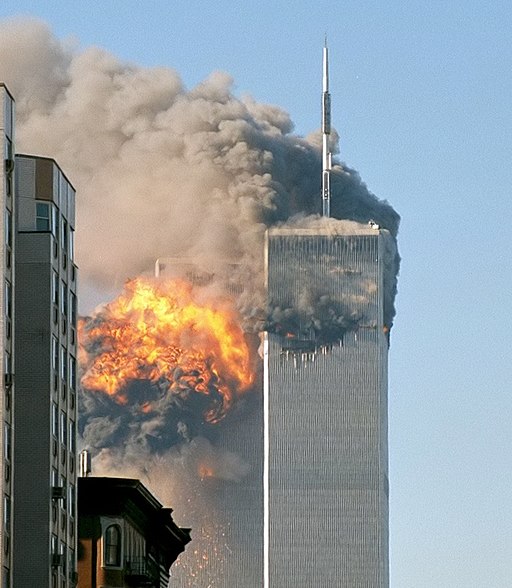 Twin towers on fire