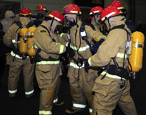 Navy firefighters in their uniforms