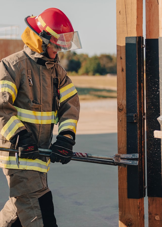 firefighter training in a fire academy